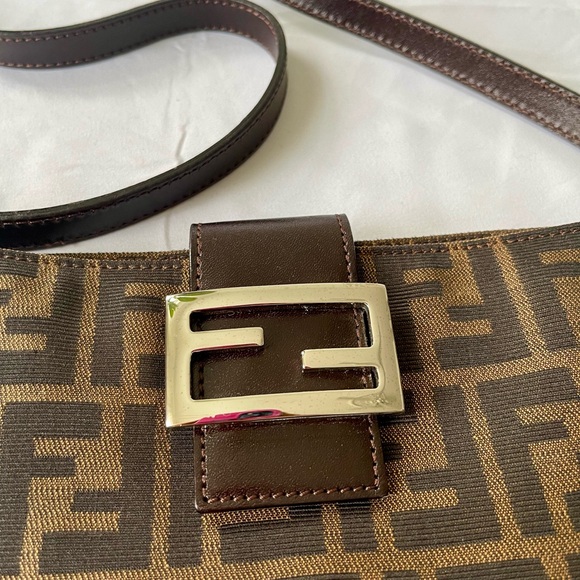 FENDI Zucca Shoulder Bag Cross Body Bag Canvas Leather - Picture 4 of 7